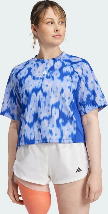 adidas Train Essentials Allover Print Flower Tie-Dye Funktionsshirt kurzarm semi lucid blue (Damen)