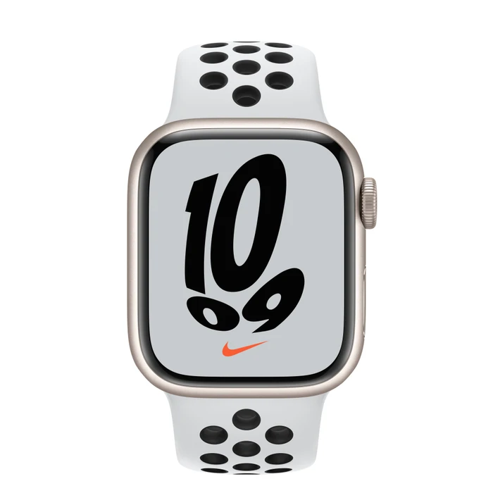 Apple Watch Nike Series 7 (GPS) 41mm Aluminium Polarstern mit Sportarmband Pure Platinum/schwarz
