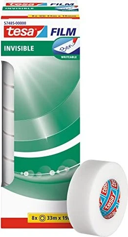 tesa tesafilm Invisible transparent/weiß, Klebestreifen, 19mm/33m, 8 Stück