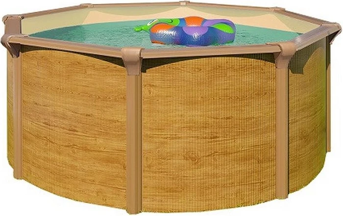 Steely Supreme Wood Stahlwandpool Set rund 460x130cm
