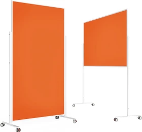 Magnetoplan Moderationstafel VarioPin, mobile Pinnwand mit orangen Filz, weiß/orange, 100x180cm