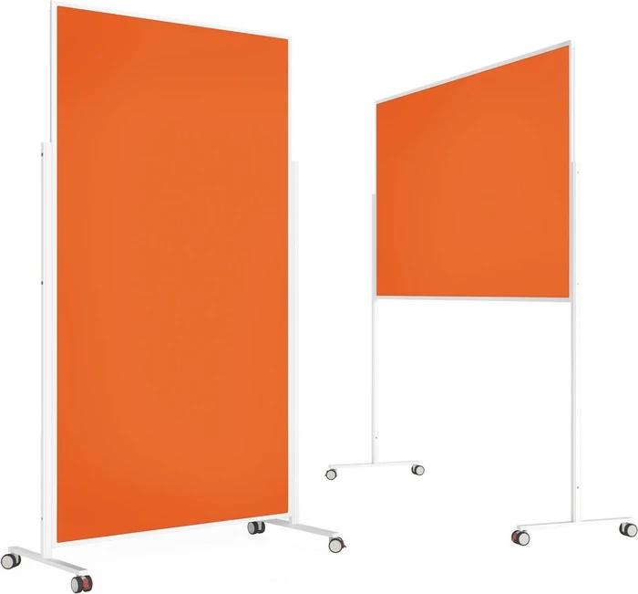 Magnetoplan Moderationstafel VarioPin, mobile Pinnwand mit orangen Filz, weiß/orange, 100x180cm