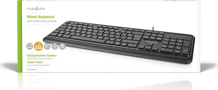 Nedis Multimedia Tastatur, schwarz, USB, DE
