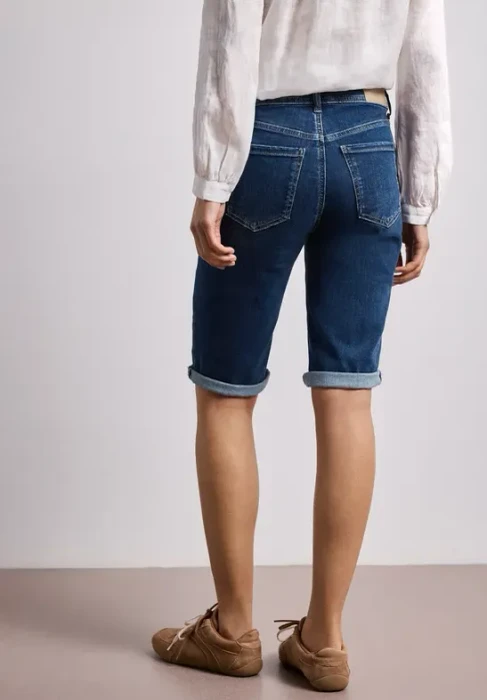 Street One Jane Bermuda Shorts mit Turn-Up Detail Jeans dark blue authentic wash (Damen)