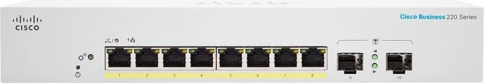 Cisco Business 220 Desktop Gigabit Smart Switch, 8x RJ-45, 2x SFP, 65W PoE+