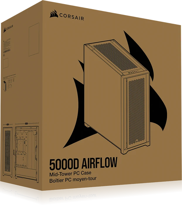 Corsair 5000D Airflow, schwarz, Glasfenster
