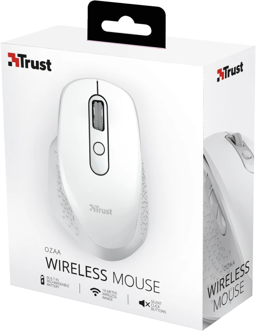 Trust Ozaa Rechargeable Wireless Mouse weiß, USB