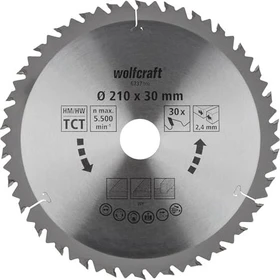 Wolfcraft Serie Braun Kreissägeblatt 30Z, 210x2.4x30mm, 1 Stück