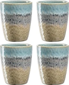 Leonardo Matera Keramikbecher 300ml blau/anthrazit/beige, 4 Stück