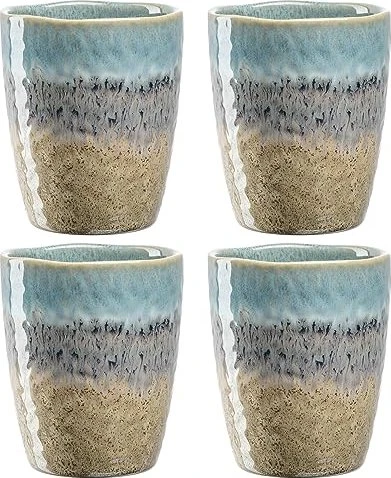 Leonardo Matera Keramikbecher 300ml blau/anthrazit/beige, 4 Stück