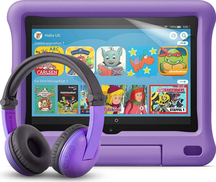 Amazon Fire HD 8 KFONWI 2020, ohne Werbung, violett, 32GB, Kids Edition, inkl. BuddyPhones PlayTime Headset und Displayschutzfolie