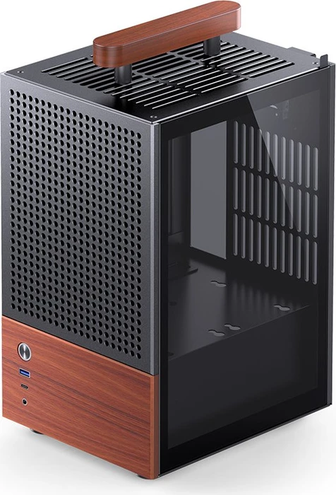 Jonsbo T6 Black, schwarz/braun, Glasfenster, Mini-ITX