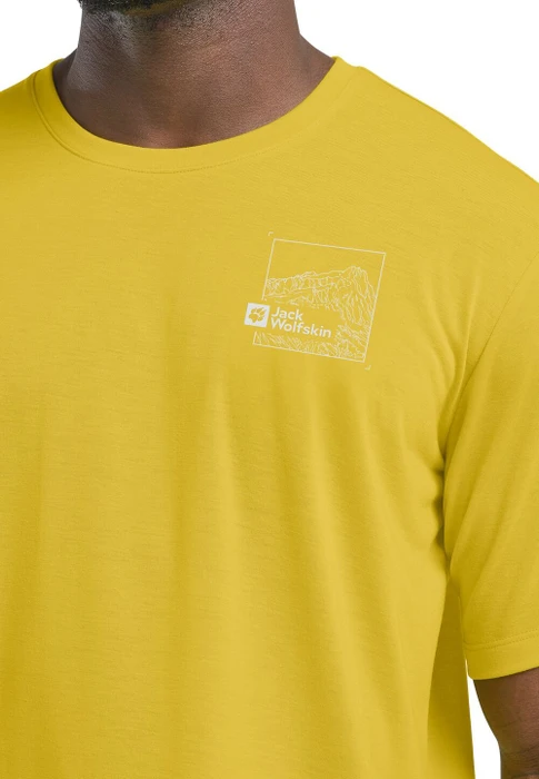 Jack Wolfskin Vonnan Graphic Funktionsshirt kurzarm peak trail chartreuse (Herren)