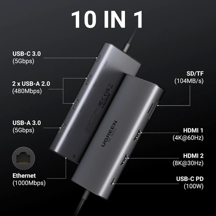 Ugreen Revodok Pro 210, USB-C 3.0 [Stecker]