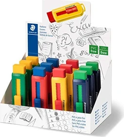 Staedtler Radierer mit Kunststoffhülse, versch. Farben, 12er-Pack