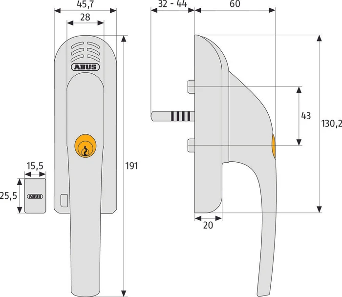 ABUS FG300A W B/SB weiß, mit Alarmfunktion, Fenstergriff abschließbar