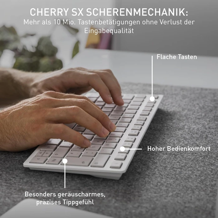 Cherry KW 7100 Mini BT for Mac, weiß/grau, Bluetooth, DE