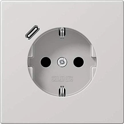 Jung SCHUKO-Steckdose mit USB-Ladegerät Safety+, lichtgrau