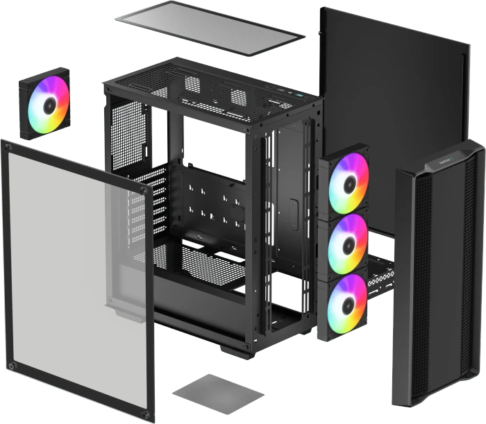 DeepCool CC560 ARGB [V2], schwarz, Glasfenster