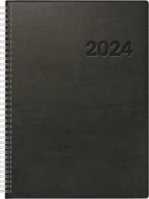 Brunnen Modell Conform Tageskalender 2024, 210x291mm, Kunststoff-Cover, schwarz, 192 Blatt