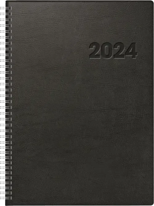Brunnen Modell Conform Tageskalender 2024, 210x291mm, Kunststoff-Cover, schwarz, 192 Blatt