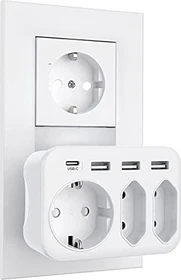 Massway 7-in-1 Steckdosenadapter USB Mehrfachstecker weiß