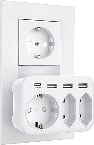 Massway 7-in-1 Steckdosenadapter USB Mehrfachstecker weiß
