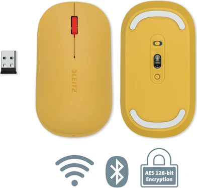Leitz Cosy SureTrack kabellose Maus gelb, USB/Bluetooth