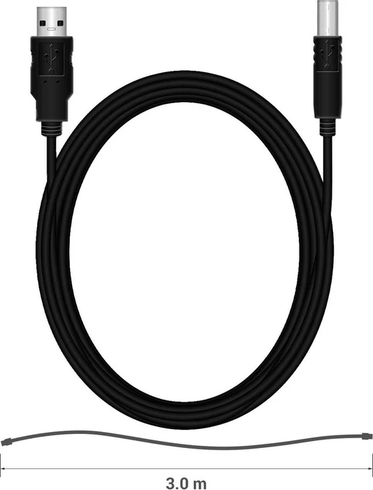 MediaRange USB 2.0 Anschlusskabel Stecker A auf Stecker B 3.0m schwarz