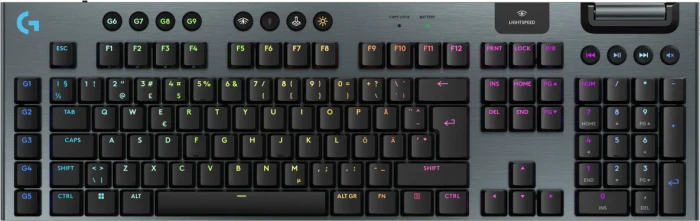 Logitech G915 X Lightspeed, schwarz, LEDs RGB, GL CLICKY, USB/Bluetooth, ND