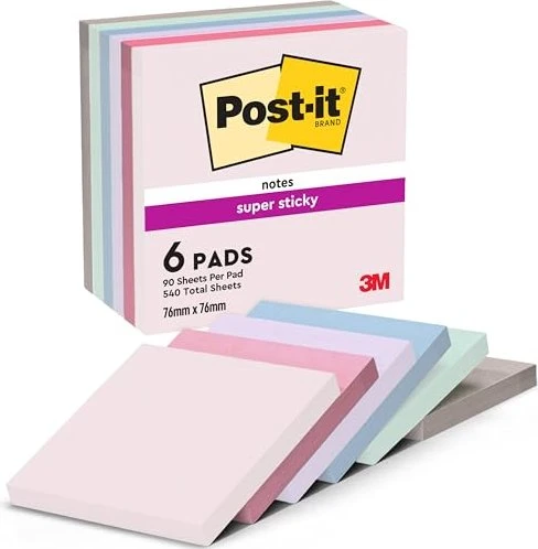 3M Post-it Haftnotiz 654-6SS-SOUL, 76x76mm, glatt, 540 Blatt