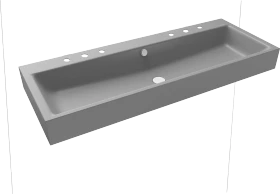 Kaldewei Puro Wand-Doppelwaschtisch 120x46cm mit Überlauf, 2x3 Hahnlochbohrung, Perl-Effekt, cool grey 30