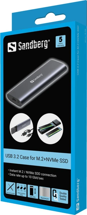 Sandberg externes Gehäuse M.2 NVMe SSD, USB-C 3.1