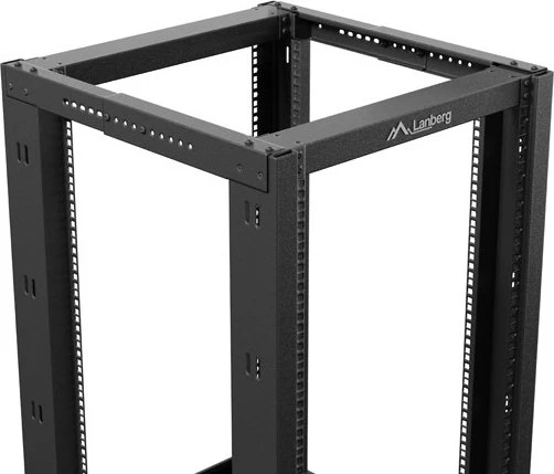 Lanberg Open Rack Series 19" Open Frame Rack 18HE, 4-Pfosten, mit Rollen, Flat Pack, tiefenverstellbar, 430-590mm, RAL 9004, 800mm tief