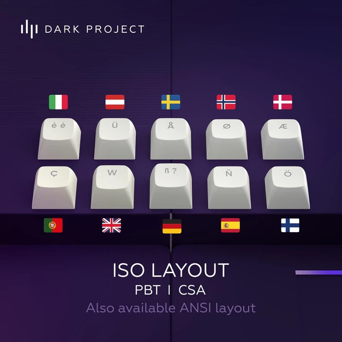 Dark Project ALU87A Violet Gaming Keyboard, weiß/violett, LEDs RGB, g3ms Sapphire, USB, DE