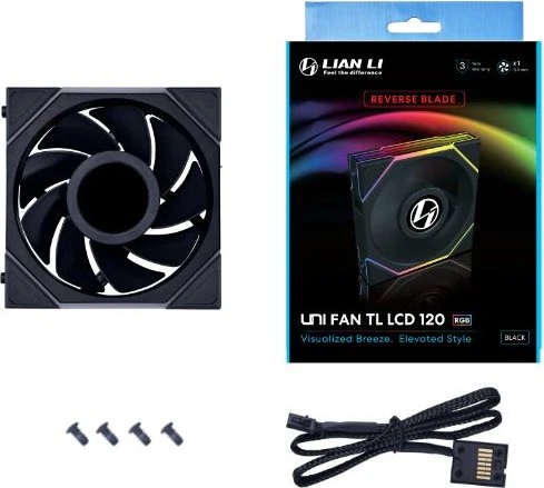 Lian Li Uni Fan TL LCD 120 RGB Reverse Blade, schwarz, 120mm