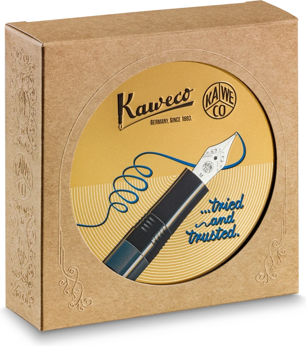 Kaweco Piston Sport AL Starter Set mit Tinte bordeaux/gold, rechte Hand, breit