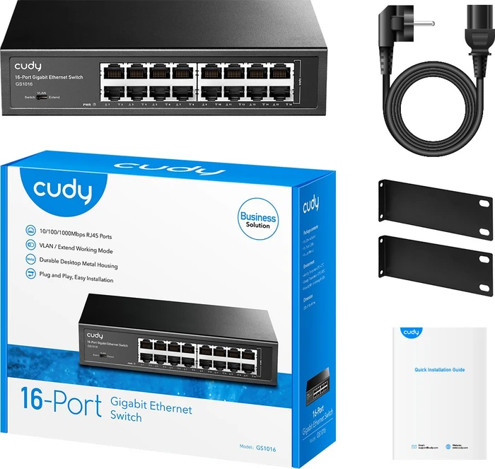 Cudy GS100 Series Rackmount Gigabit Switch, 16x RJ-45