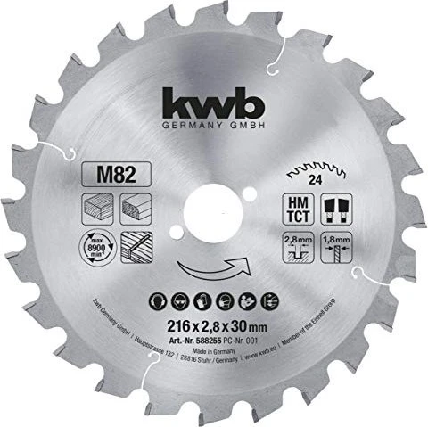 kwb M82 Kreissägeblatt 24Z, 216x1.8x30mm, 1 Stück