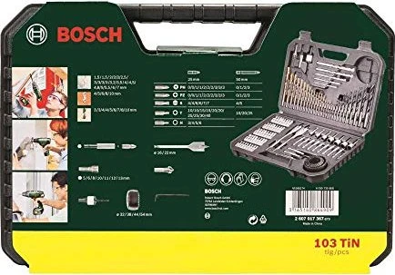 Bosch DIY V-Line Bohrer-/Bits-/Steckschlüssel-Zubehörset inkl. Koffer, 103-tlg.