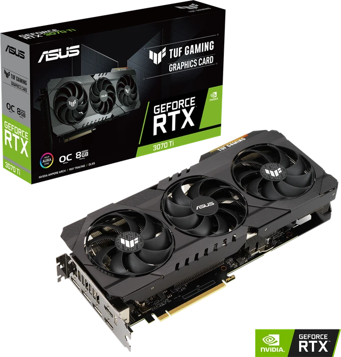 ASUS TUF Gaming GeForce RTX 3070 Ti OC, TUF-RTX3070TI-O8G-GAMING, 8GB GDDR6X, 2x HDMI, 3x DP