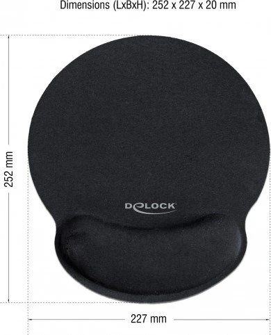 DeLOCK Ergonomisches Mauspad mit Handballenauflage, 252x227mm, schwarz