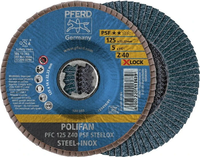 Pferd PFC 125 Z 80 PSF STEELOX/X-LOCK Fächerschleifscheibe K80, 125mm, 10 Stück