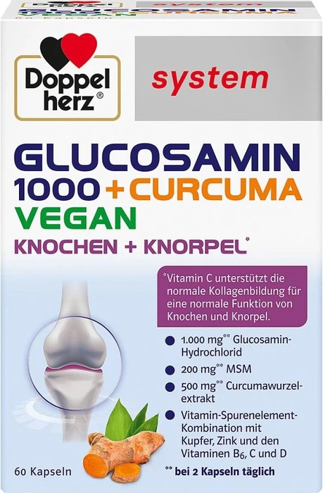Doppelherz system Glucosamin + Curcuma 1000 Kapseln vegan, 60 Stück