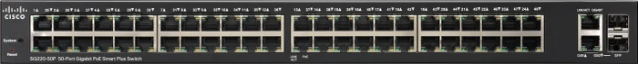Cisco SG220 Rackmount Gigabit Smart Switch, 48x RJ-45, 2x RJ-45/SFP, 375W PoE+