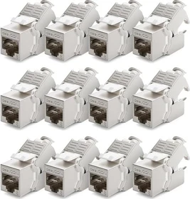 deleyCON Keystone Modul RJ-45 Buchse via Verlegekabel, Cat8, STP, 12er-Pack