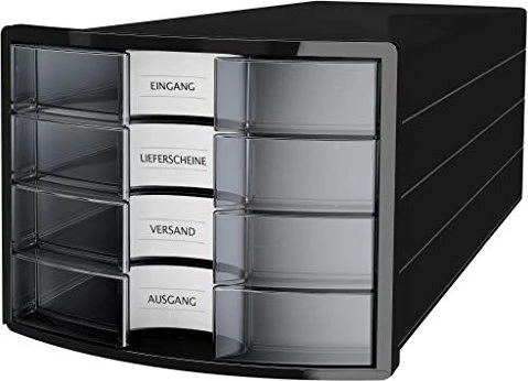 HAN Impuls Schubladenbox, 4 Schubladen, A4, transparent/transparent
