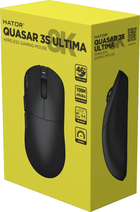 Hator Quasar 3S Ultima 8K Wireless Gaming Mouse schwarz, USB/Bluetooth