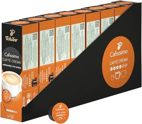 Tchibo Cafissimo Caffè Crema vollmundig Kaffeekapseln, 80 Stück (8x 10 Stück)