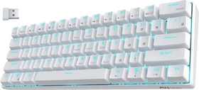 RK Royal Kludge RK61 60% Wireless, weiß, LEDs blau, hot-swap, RK BLUE, USB/Bluetooth, US